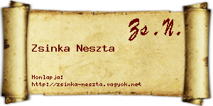 Zsinka Neszta névjegykártya